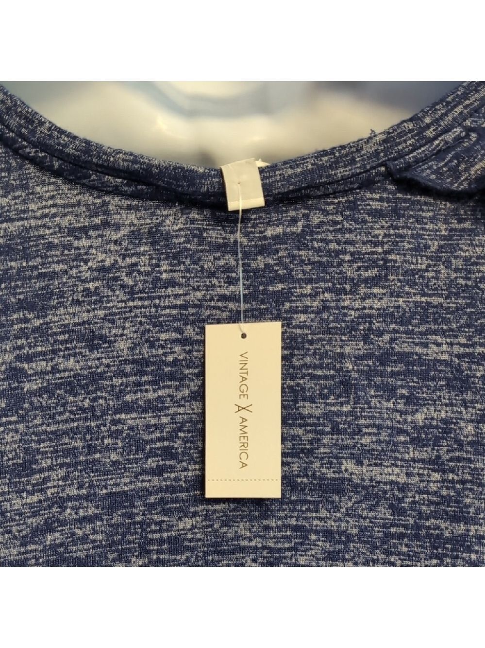 Avril style Heathered Blue Knit Top By Vintage America - Picture 5 of 6